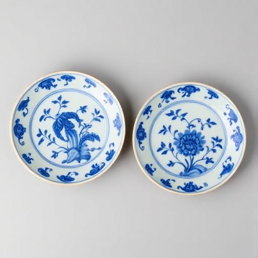 Pair of Kangxi blue & white dishes, c. 1690